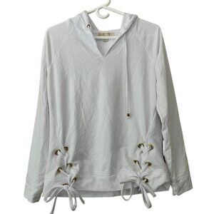 Michael Kors hooded lace up sides shirt classic beach nautical vacation white M​
